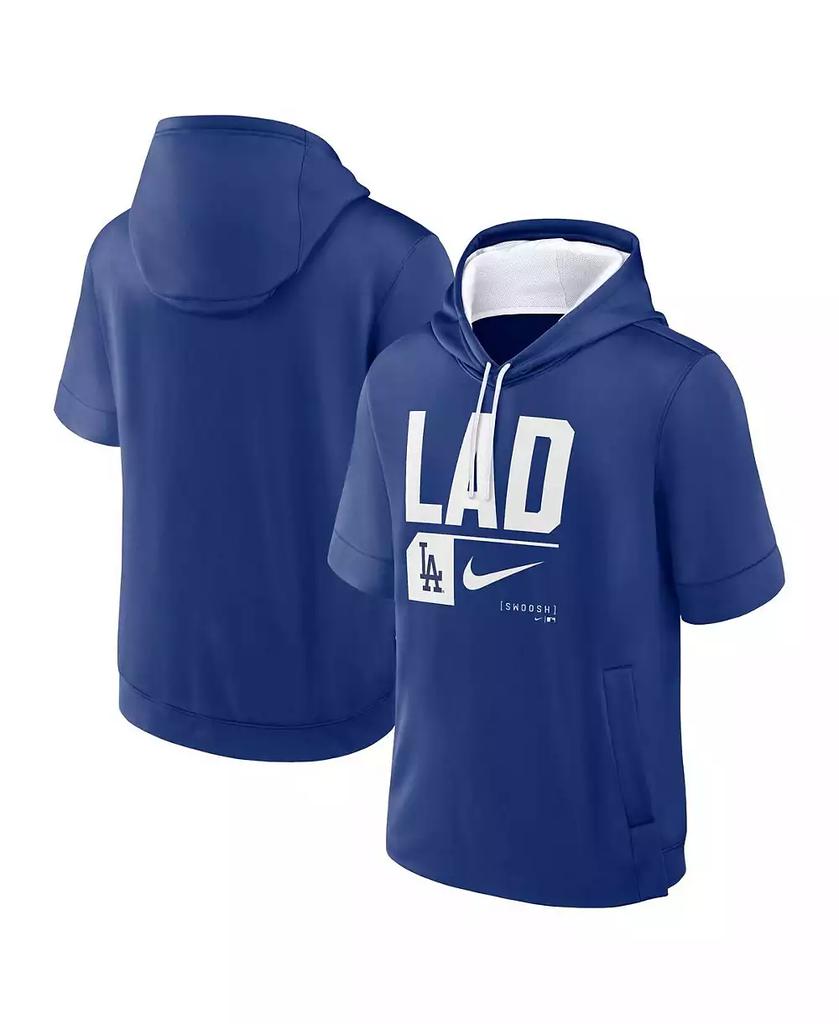 NIKE Men's Royal Los Angeles Dodgers Tri Code Lockup Short Sleeve Pullover Hoodie