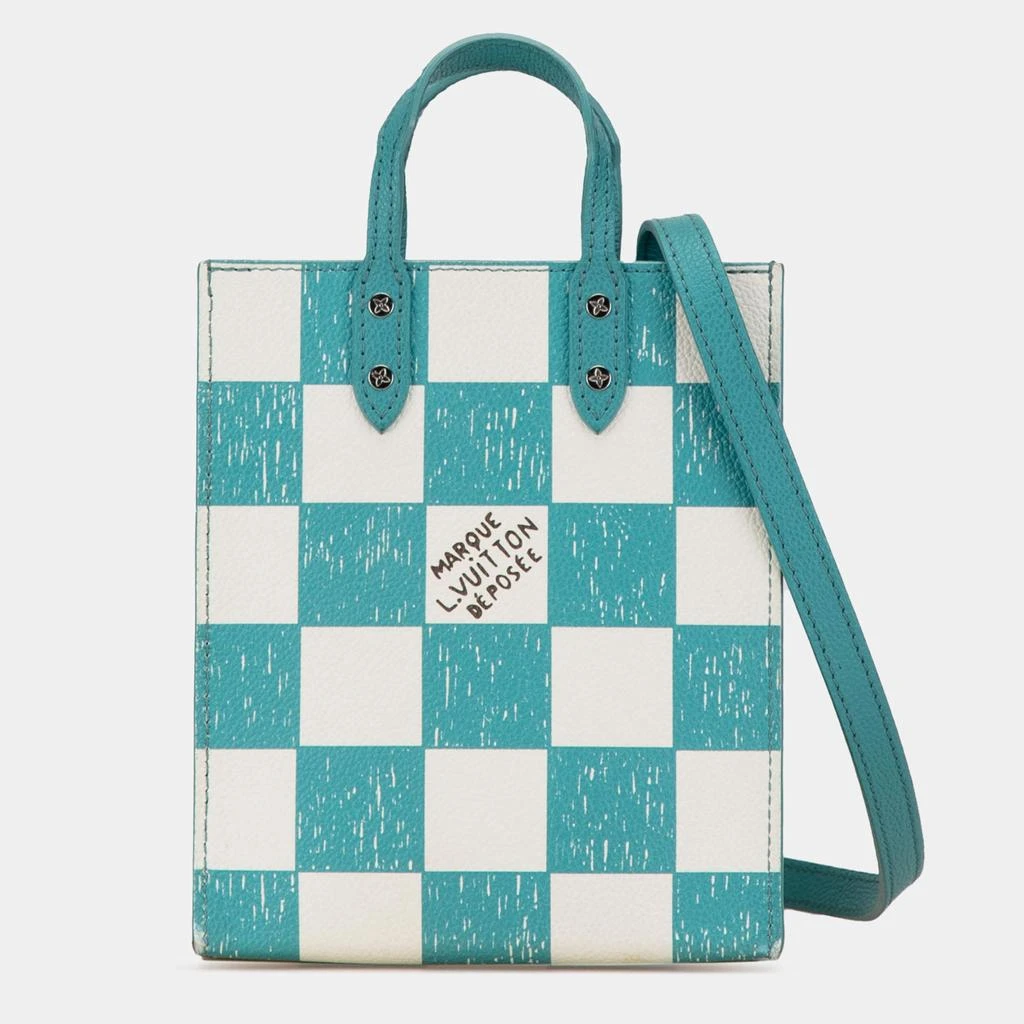 Louis Vuitton Louis Vuitton Blue White Damier Checkerboard Sac Plat XS Bag 1