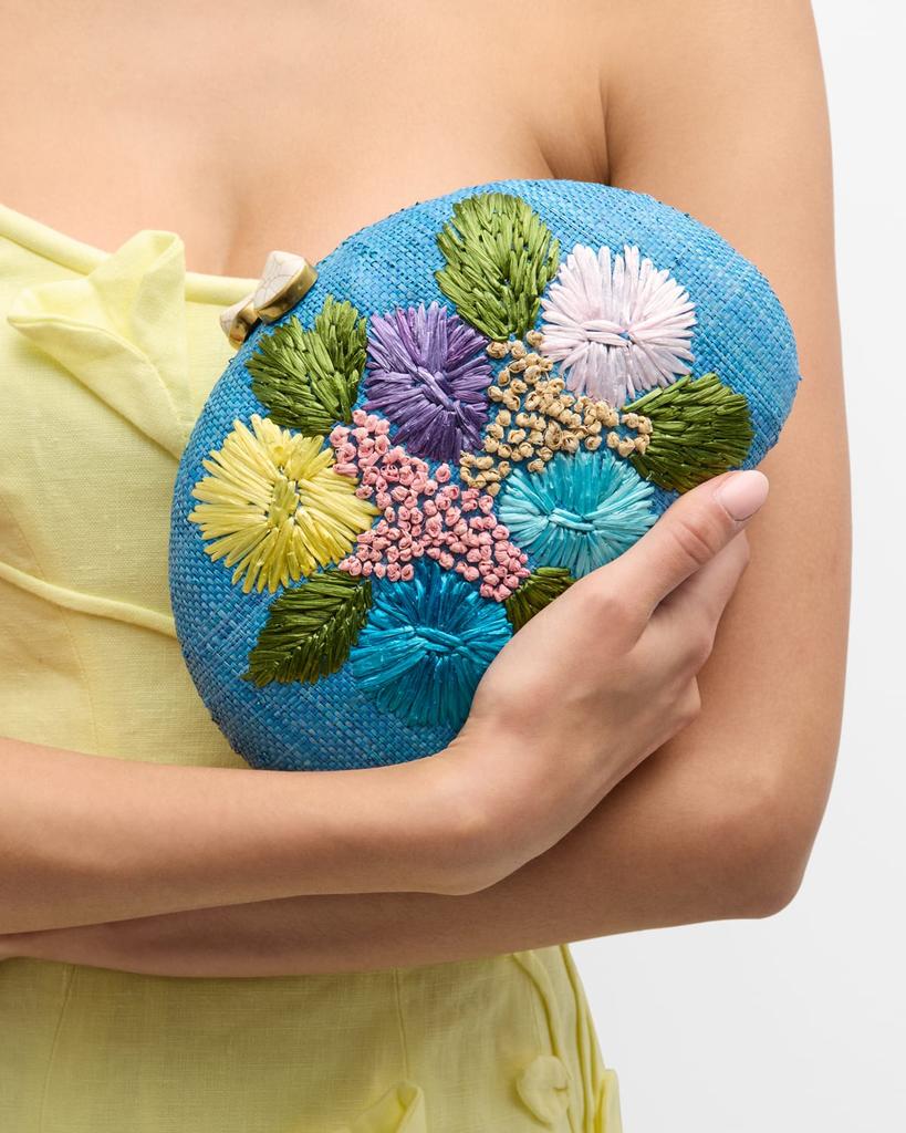 Rafe Berna Floral Straw Clutch Bag