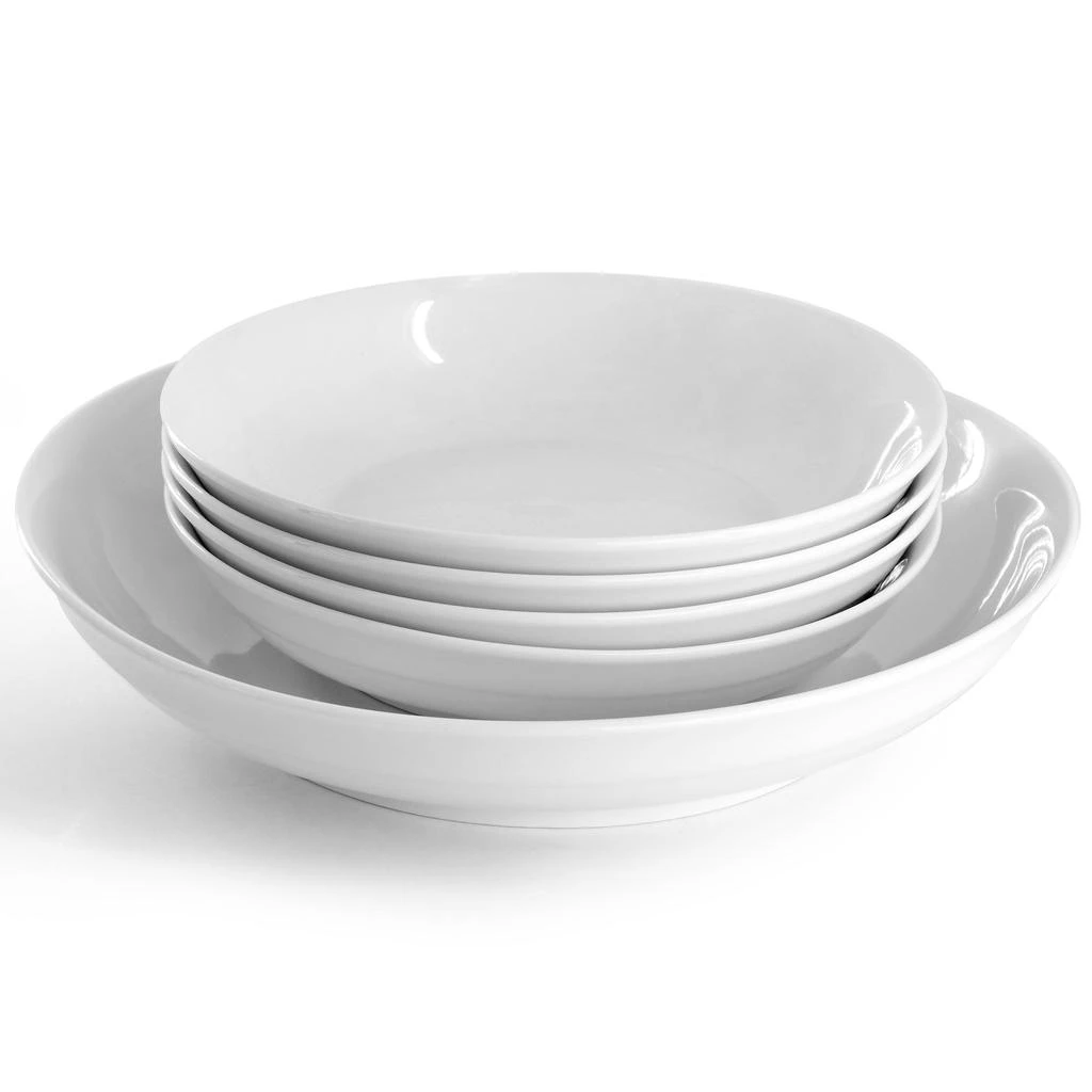 Gibson Home Great Essentials 5 Piece Fine Ceramic Serving Bowl and Pasta Bowl Set in White 2