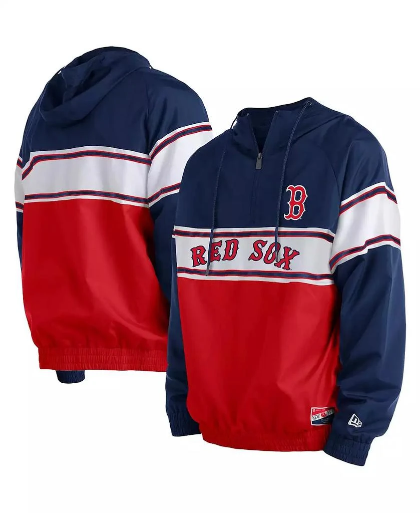 New Era Men's Navy Boston Red Sox Ripstop Raglan Quarter-Zip Hoodie 1