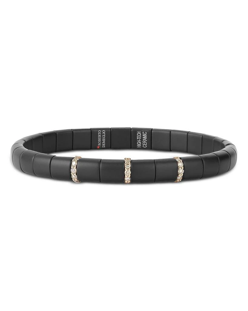 Roberto Demeglio 18K Rose Gold & Matte Black Ceramic Pura Champagne Diamond Stretch Bracelet 3