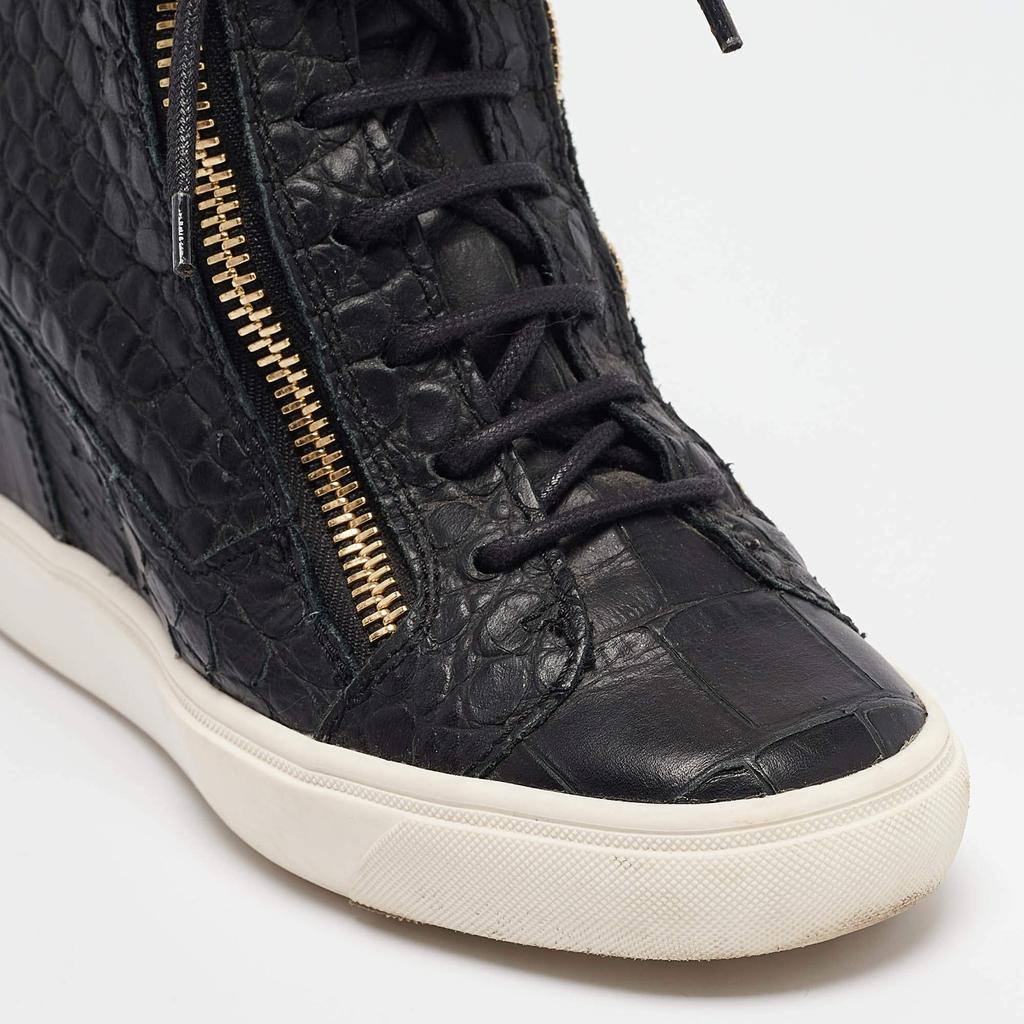 Giuseppe Zanotti Giuseppe Zanotti Black Croc Embossed Giuseppe Zanotti Giuseppe Zanotti Black Croc Embossed