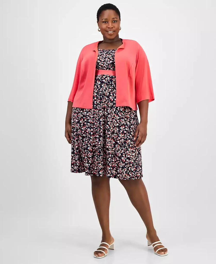 Sandra Darren Plus Size Round-Neck Open-Front Cardigan 1