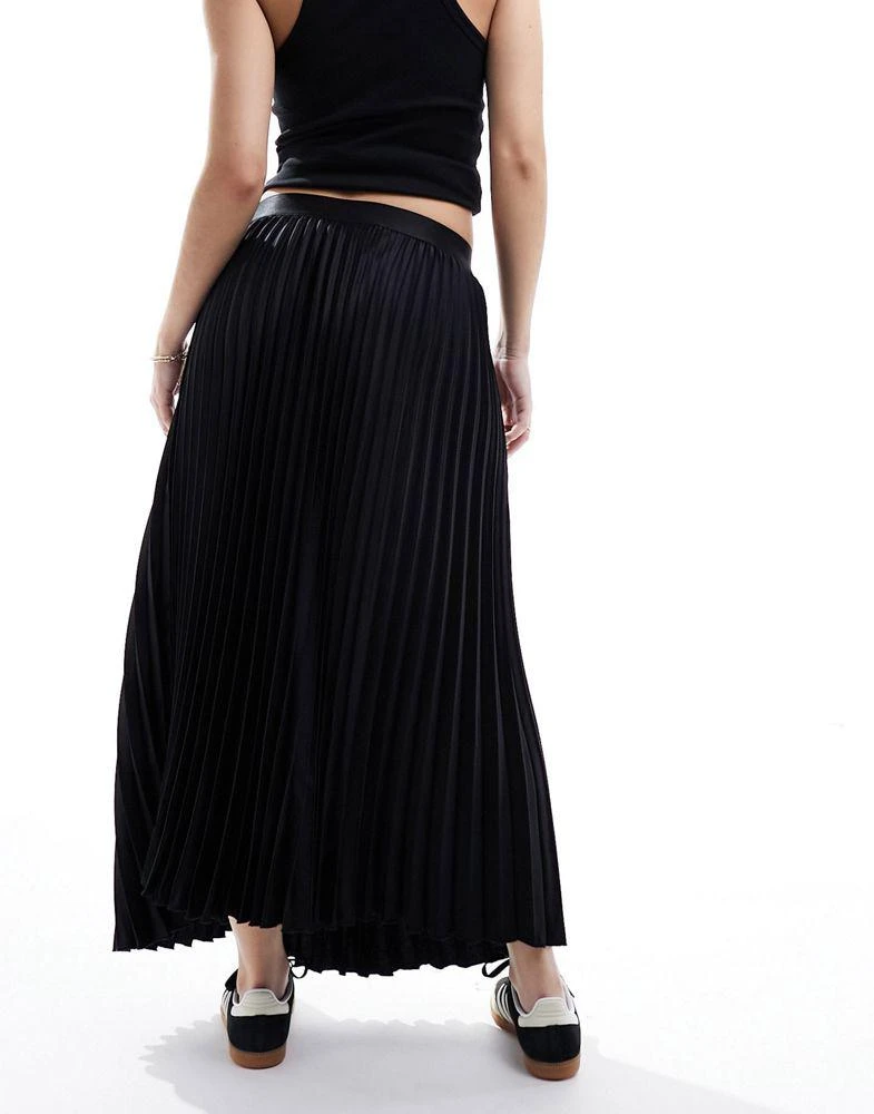 Y.A.S. YAS satin pleated midi skirt in black  - BLACK 3