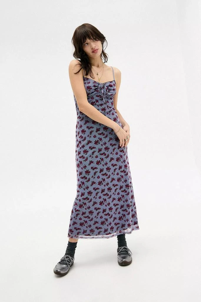 Urban Outfitters UO Floral Tie-Front Mesh Maxi Dress 1