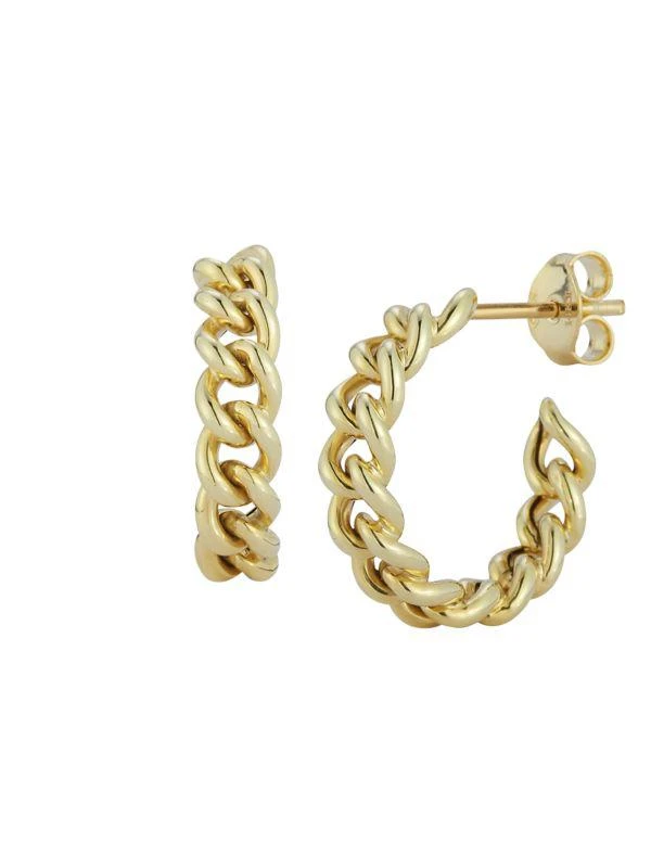 Saks Fifth Avenue 14K Yellow Gold Chain Half Hoop Earrings 1