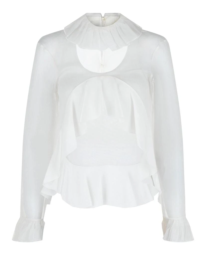 Givenchy Cropped Silk Blouse With Ruffles 1