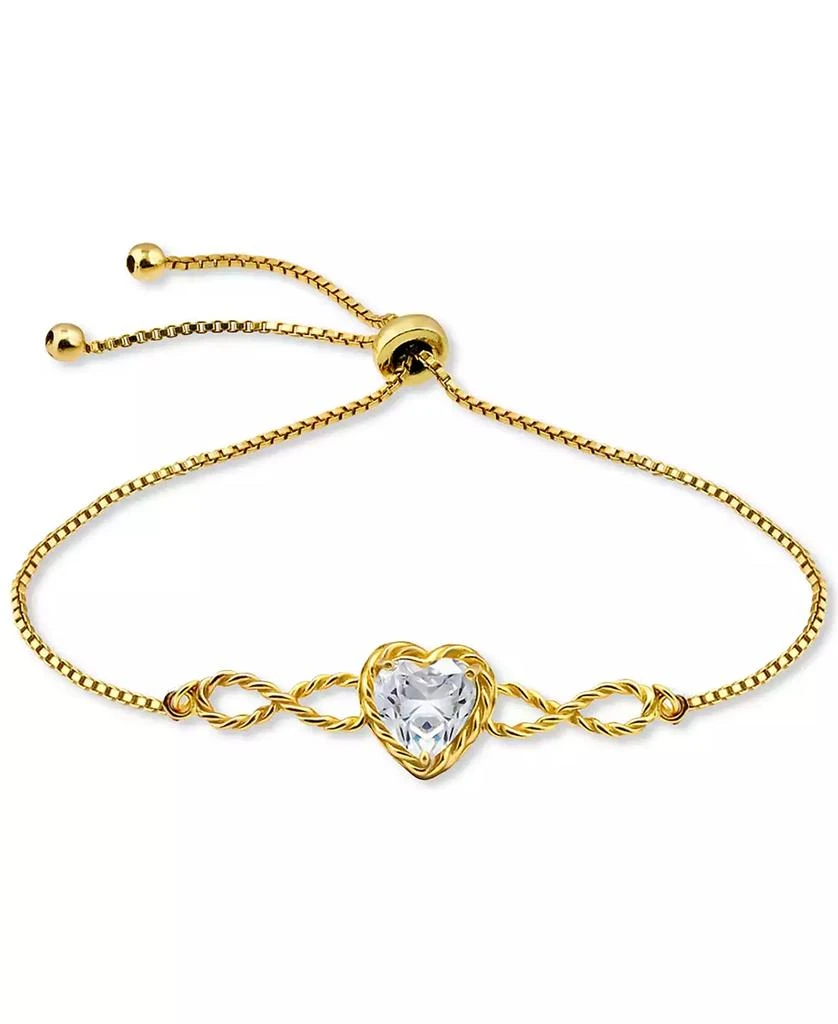 Giani Bernini Heart Cubic Zirconia Infinity Link Bolo Bracelet (1-7/8 ct. t.w.) in 18k Gold Over Sterling Silver, Exclusively at Macy's 1