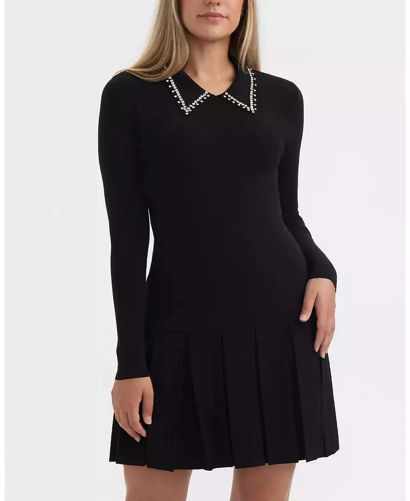 Ellen Tracy Women's Embellished Collar Knit Dress - Black