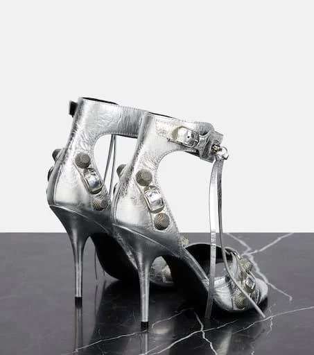 Balenciaga Cagole embellished leather sandals 3