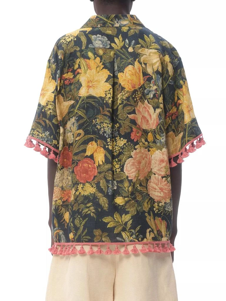 Valentino Linen Bowling Shirt with Apres L'hiver Print 4