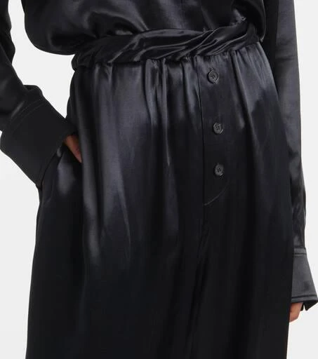 Salvatore Ferragamo Gathered satin wide-leg pajama pants 4