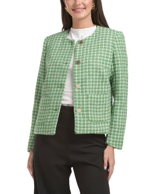 Anne Klein Jewel Neck Fully Lined Jacket