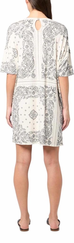 MAJESTIC FILATURES Majestic Filatures - Stretch Linen Novelty Bandana Print Crew Mini Dress