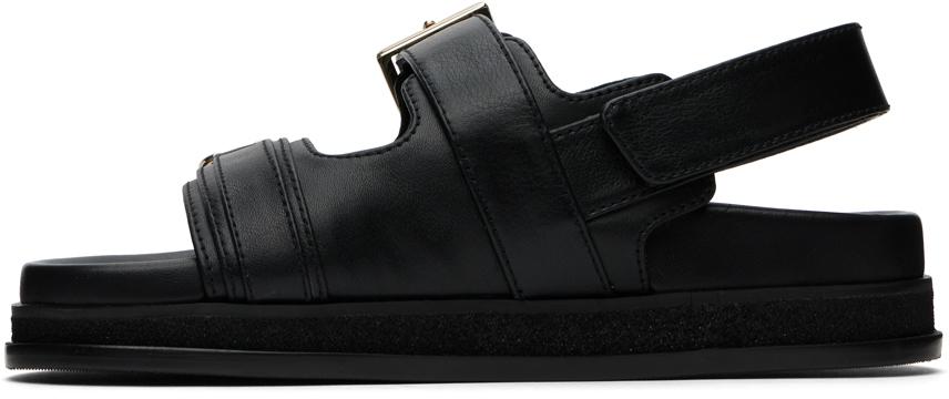 SALE!!Jimmy Choo★ELYN FLAT Elyn Flat | Black Calf Leather Flat Sandals | New Collection