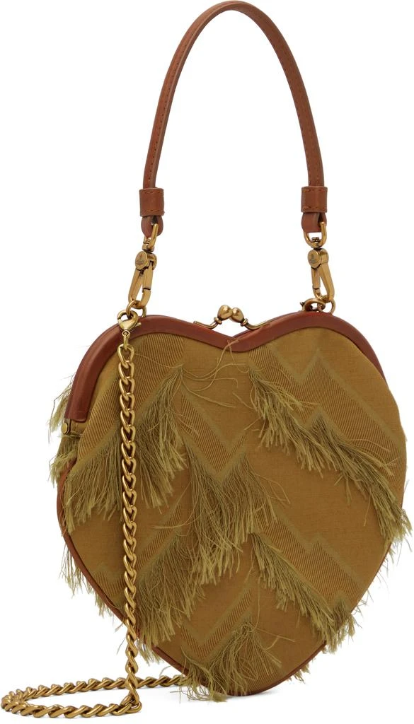 Vivienne Westwood Khaki 
Brown Fringes Fil Coupé Belle Heart Frame Bag 3