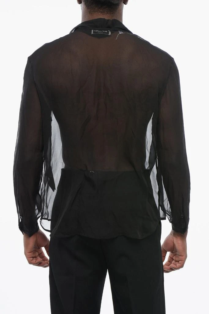 Yves Saint Laurent Saint Laurent Silk Tuxedo Shirt with Tie Neck Detail 2