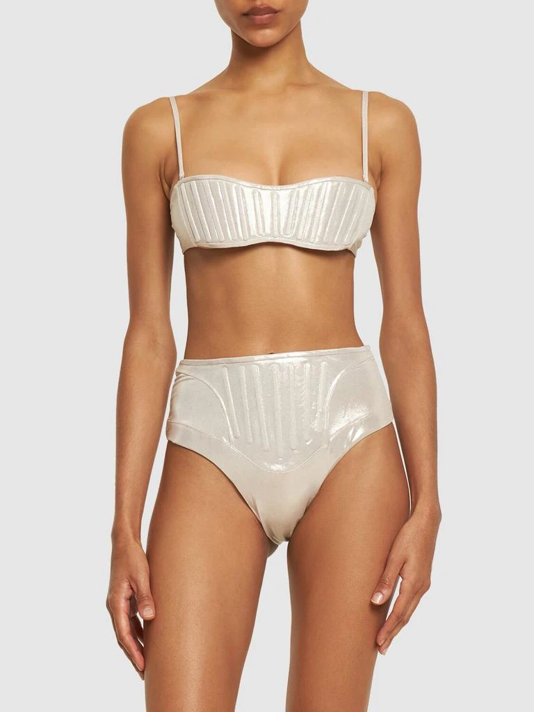 MUGLER Lamé Jersey Bandeau Bikini Top 1