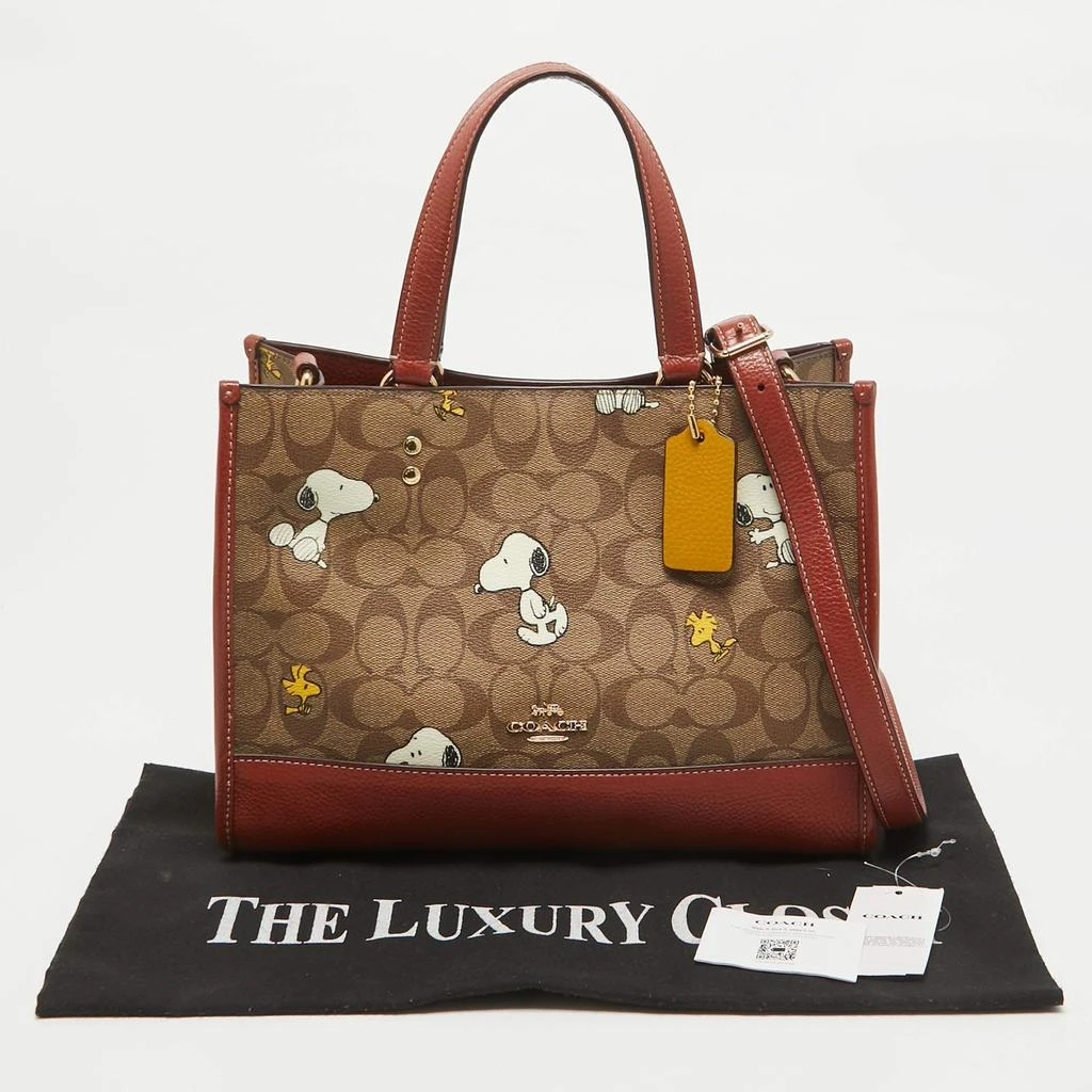 Coach Coach x Peanuts Khaki/Woody Red Snoopy Woodstock Print Coated Canvas Dempsey Carryall Bag 9