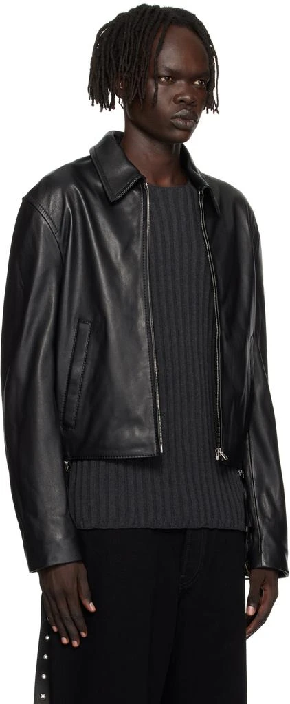 Acne Studios Black Belted Leather Jacket 2