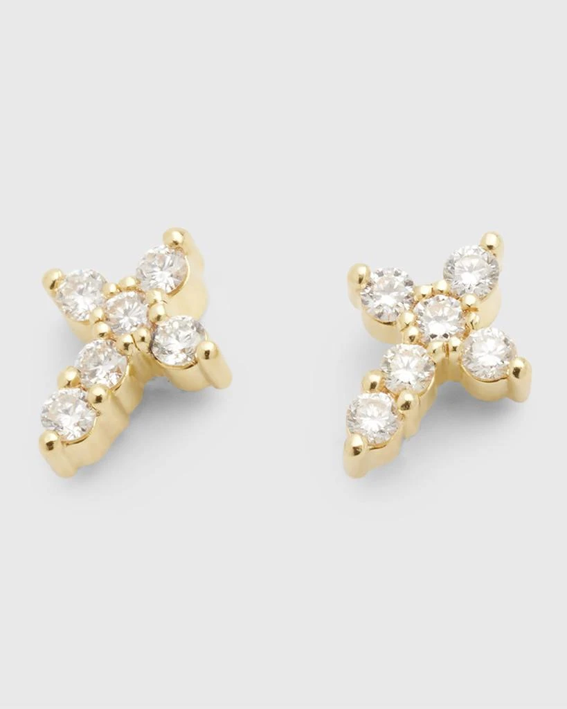 Roberto Coin Mini Diamond Cross Stud Earrings 4