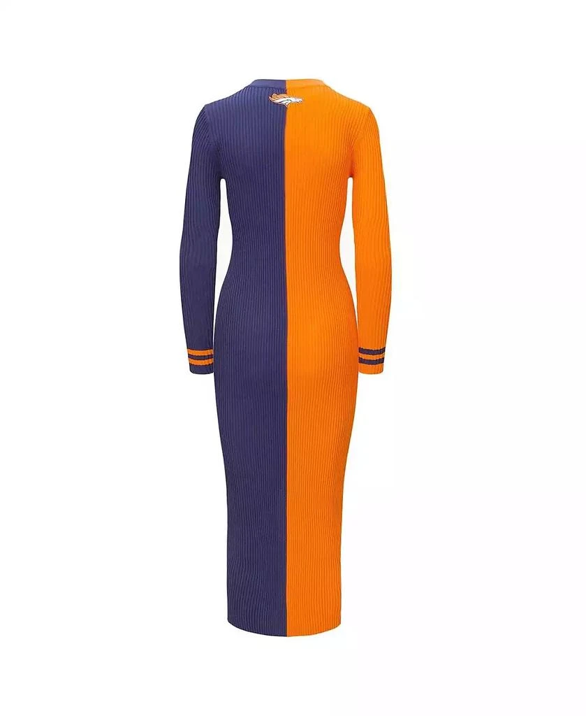 Staud Women's Orange, Navy Denver Broncos Shoko Knit Button-Up Sweater Dress 4