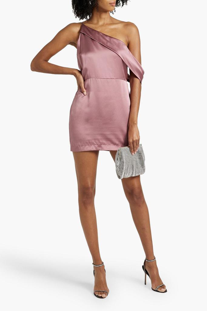 Michelle Mason One-shoulder draped silk-satin mini dress