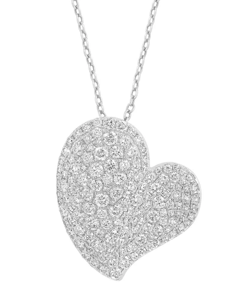 Effy EFFY® Diamond Pavé Heart 18" Pendant Necklace (1-3/8 ct. t.w.) in 14k White Gold 1