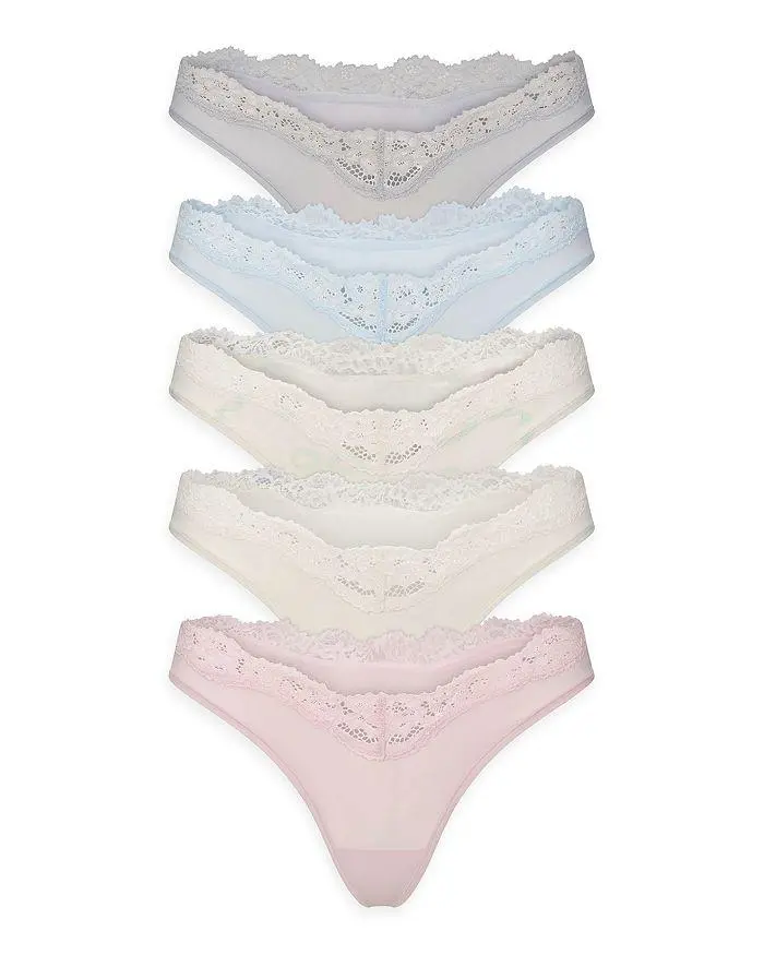 SKIMS Fits Everybody Lace Dipped Thongs, 5 Pack