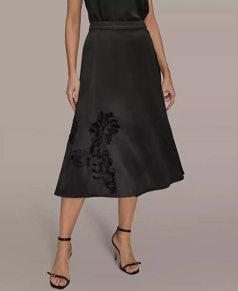 Donna Karan Women
s Floral Cutout Satin Midi Skirt