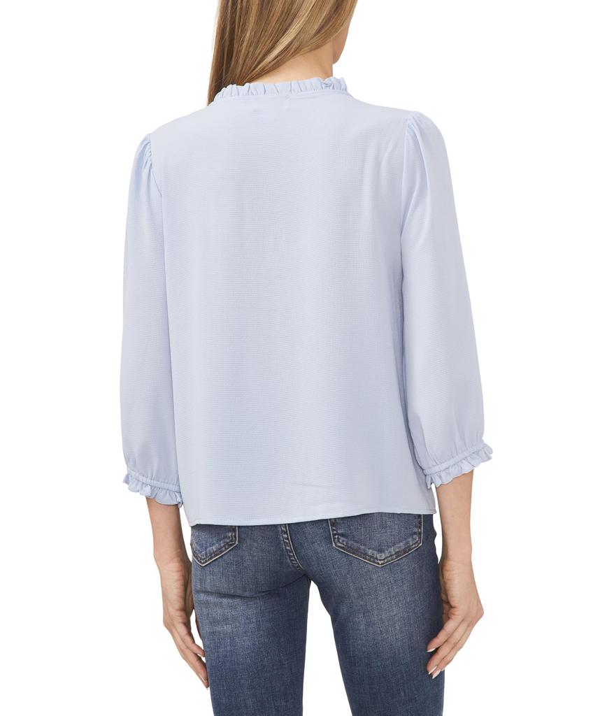 CeCe 3/4 Sleeve Ruffled V-Neck Blouse