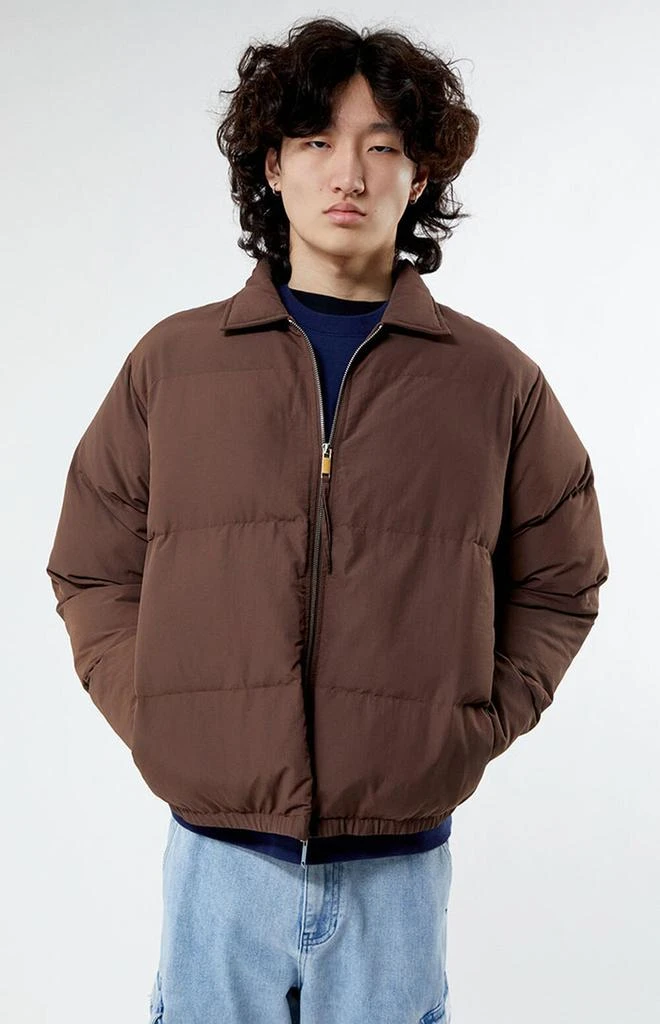 PacSun Brown Collared Puffer Jacket 1