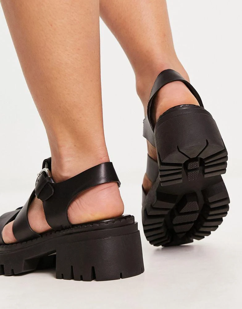 ASOS ASOS DESIGN Wide Fit Minnow leather fisherman flat shoes in black 3