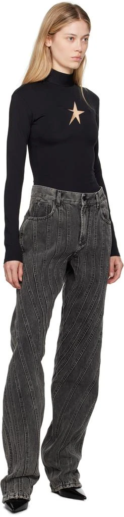 Mugler Black Washed Spiral Baggy Jeans 4