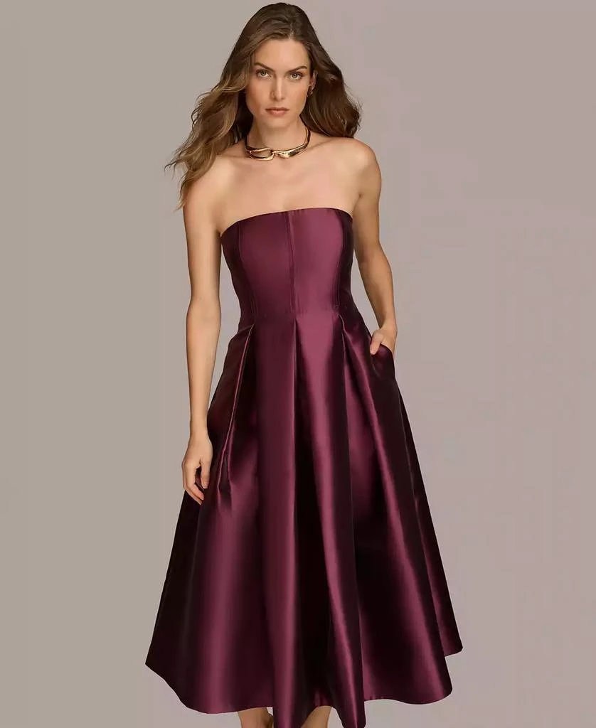 Donna Karan Donna Karan Women's Strapless Fit & Flare Midi Dress 4