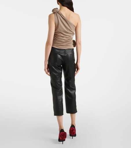 Magda Butrym Floral-appliqué one-shoulder ruched top 3