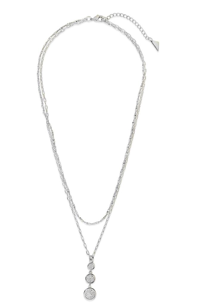 Sterling Forever Amy Pavé Cubic Zirconia Pendant Layered Necklace