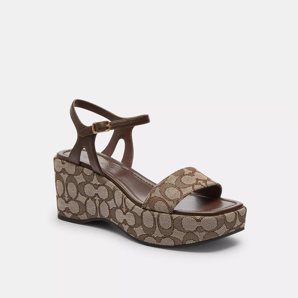 Coach Gale Wedge Sandal In Signature Jacquard
