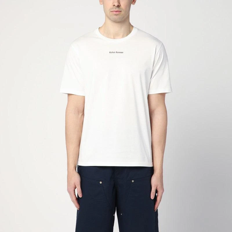 WALES BONNER Men's Organic Cotton ivory T-Shirt With Logo 1