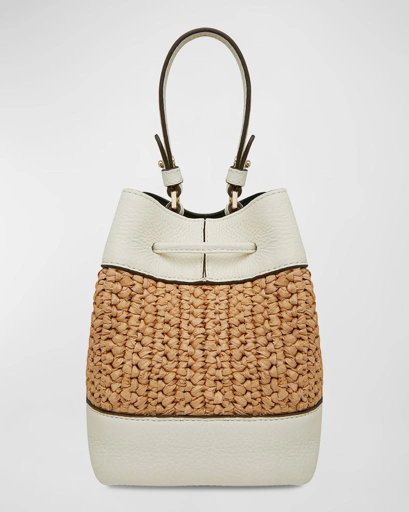 Strathberry Lana Osette Raffia & Leather Bucket Bag 4