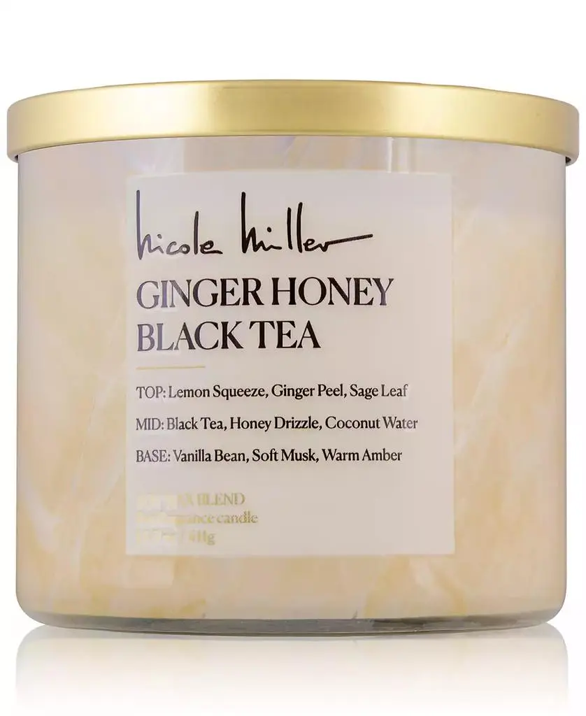 Nicole Miller Ginger Honey & Black Tea Candle, 14.5 oz.