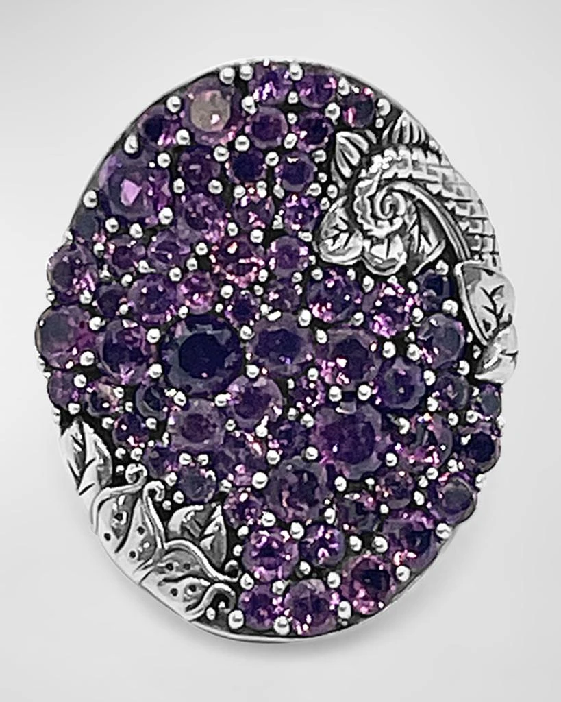 Stephen Dweck Rhodolite Garnet Pave Ring in Sterling Silver, Size 7 1