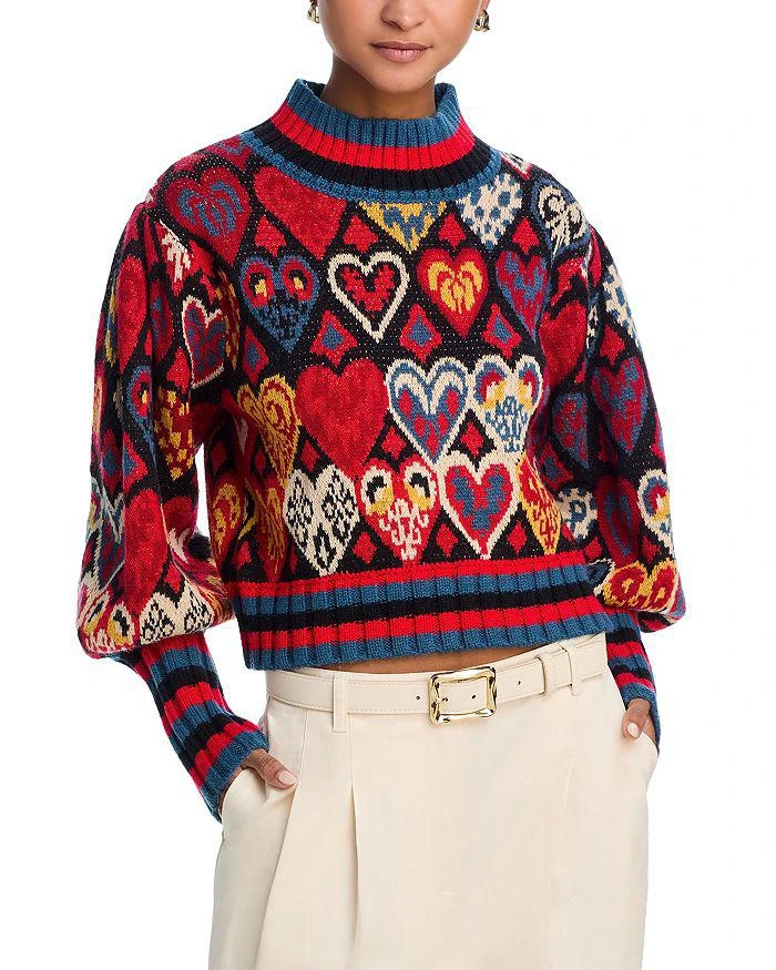 Farm Rio Hearts Ikat Rib Knit Sweater 1