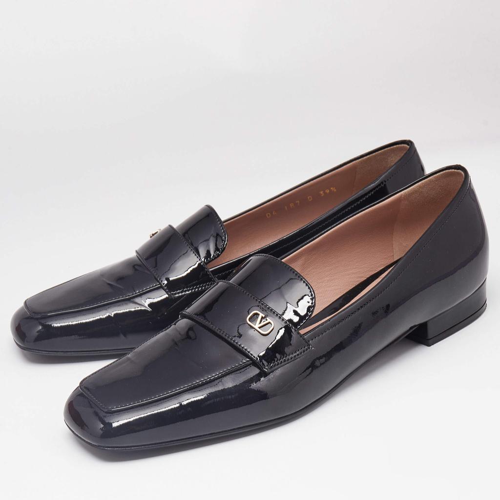 Valentino Valentino Black Patent Leather Vlogo Loafers Size 39.5