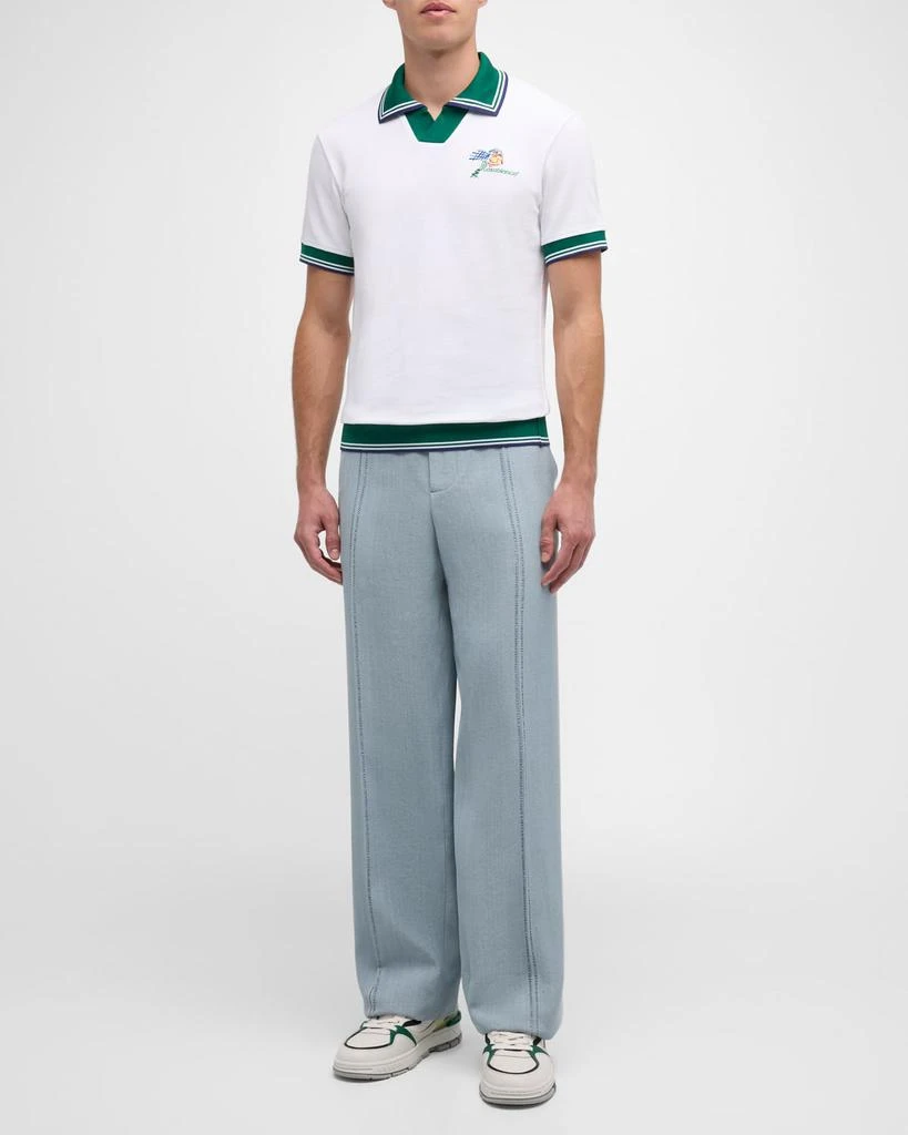Casablanca Men's Croquis de Tennis Embroidered Polo Shirt 2