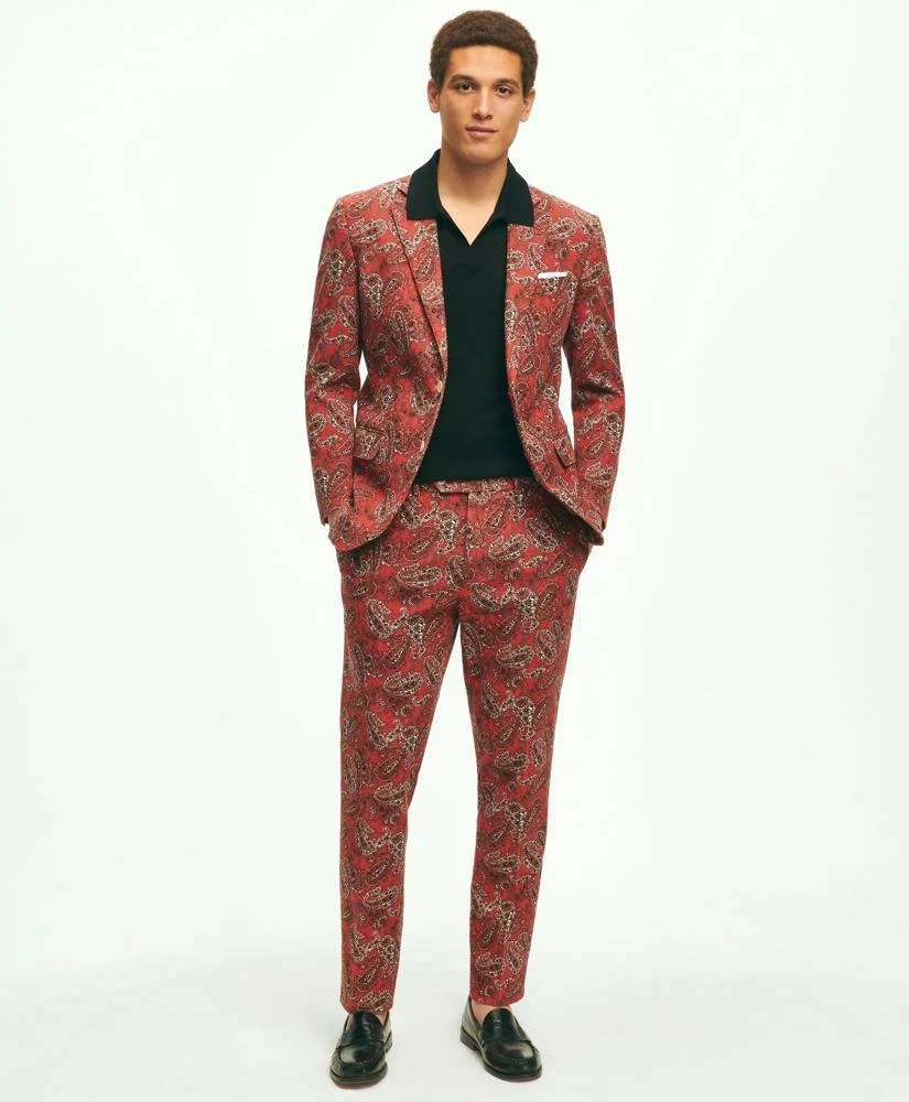 Brooks Brothers Slim Fit Paisley Suit Jacket In Cotton Blend 4