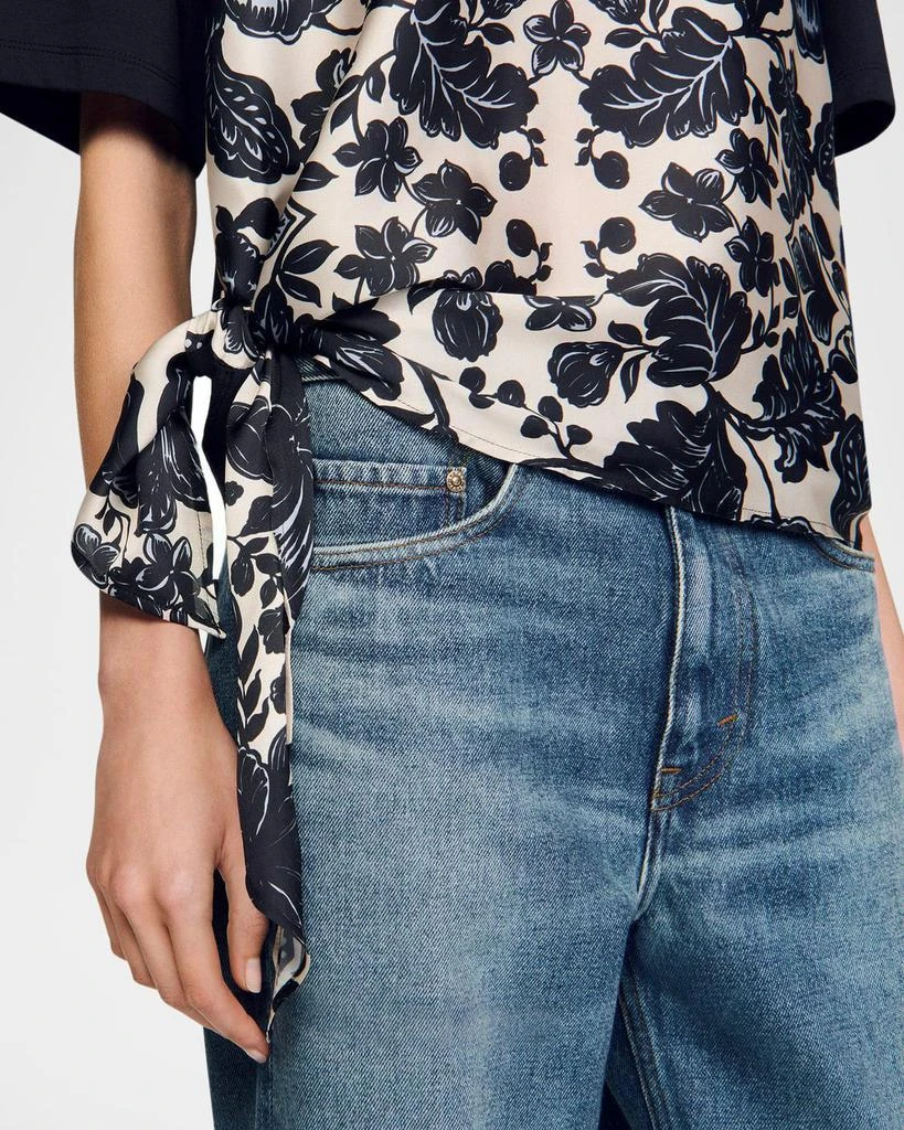 Sandro Perry Mixed-Media T-Shirt 5