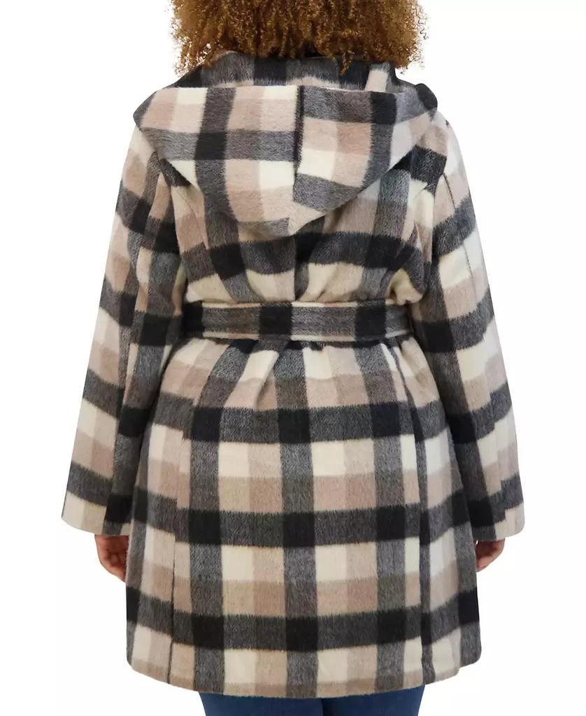 Steve Madden Plus Size Hooded Belted Button-Front Coat, Created for Macy's 2