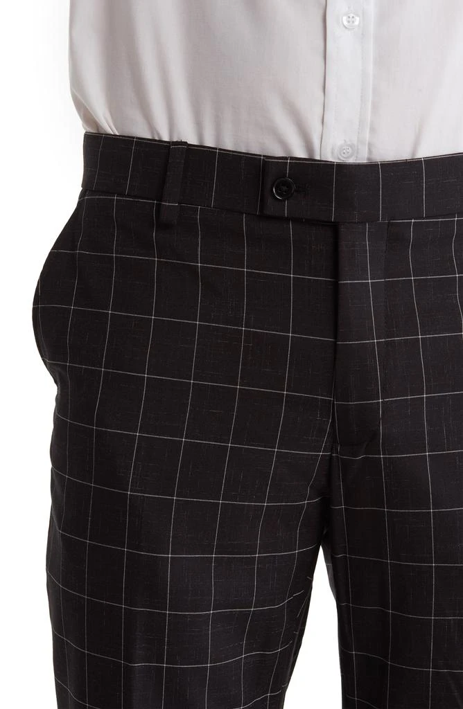 SAVILE ROW CO Black Windowpane Plaid Two Button Peak Lapel Suit 4
